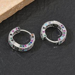 Brass Micro Pave Cubic Zirconia Hoop Earrings for Women&nbsp;EJEW-A167-19P-01