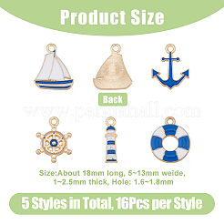 80Pcs 5 Styles Alloy Enamel Pendants&nbsp;ENAM-DC0001-60