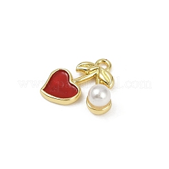 Brass Plastic Pearl Charms&nbsp;KK-M322-50G