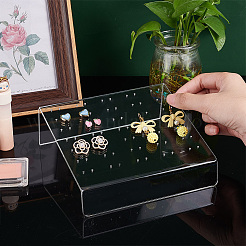 70-Hole Transparent Acrylic Slant Earring Display Stands&nbsp;EDIS-WH0016-013