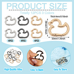 12Pcs 3 Colors Alloy Spring Gate Rings&nbsp;FIND-TA0010-06