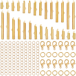 140Pcs 7 Styles Iron Slide On End Clasp Tubes&nbsp;DIY-CN0001-09G