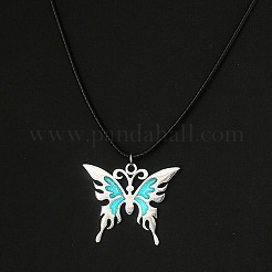 Glow in the Dark Luminous Stainless Steel Butterfly Pendant Necklaces&nbsp;PW-WG86035-01