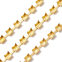 50M Rectangle Brass Rhinestone Claw Setting Chains&nbsp;CHC-C024-01C-G