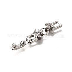 Brass Micro Pave Clear Cubic Zirconia Fold Over Clasps&nbsp;KK-R222-05P