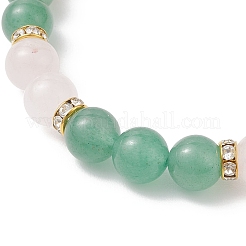 8.5MM Round Natural Green Aventurin & Rose Quartz Stretch Beaded Bracelets&nbsp;BJEW-JB12987