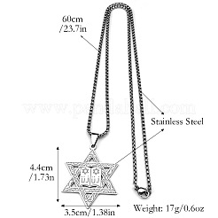 304 Stainless Steel Star of David Pendant Box Chain Necklaces for Men&nbsp;FS-WG39C9C-01