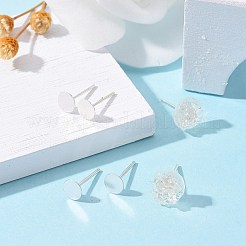 925 Sterling Silver Flat Pad  Stud Earring Findings&nbsp;STER-K167-045D-S