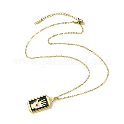 Rectangle Tarot 304 Stainless Steel with Enamel Pendant Necklaces for Women&nbsp;NJEW-G157-01G-02