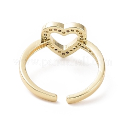 Clear Cubic Zirconia Hollow Out Heart Open Cuff Ring&nbsp;RJEW-I094-03G