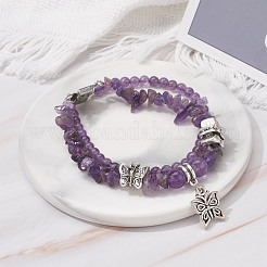 Mixed Stone Chip Beads Reiki Healing Multi-strand Bracelet&nbsp;BJEW-JB07052-M