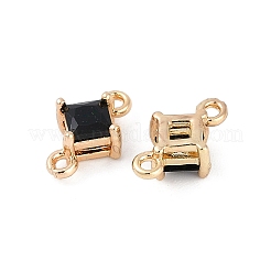 Brass Pave Glass Rhombus Links Connector Charms&nbsp;GLAA-Q088-001H