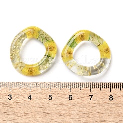 Inner Dried Flower Transparent Resin Ring Pendants&nbsp;RESI-A043-07A