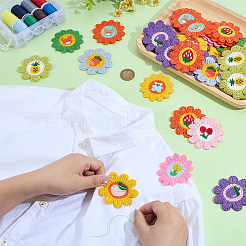 50Pcs 10 Colors Sunflower Polyester Embroider Thread Sew On Patches&nbsp;PATC-PH0001-45