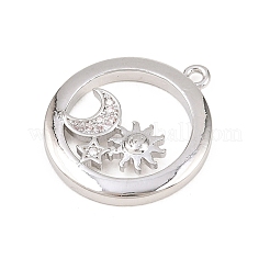 Autumn Brass Micro Pave Clear Cubic Zirconia Pendants&nbsp;KK-D225-04P