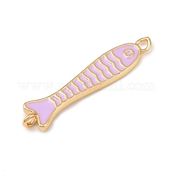 Brass Enamel Fish Connector Charms&nbsp;KK-L255-15G
