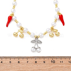 Brass Micro Pave Clear Cubic Zirconia Beaded Necklaces&nbsp;NJEW-Z059-06GP