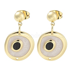 Real 18K Gold Plated Brass Enamel Dangle Stud Earrings Findings&nbsp;KK-B124-09G-01