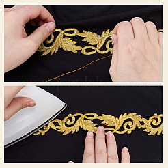 Sew on Ethnic Style Embroidery Leaf Polyester Hollow Lace Ribbons&nbsp;OCOR-WH0008-113