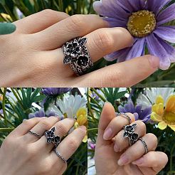 3Pcs Flower Brass Stackable Finger Rings for Women&nbsp;FS-WG45278-04