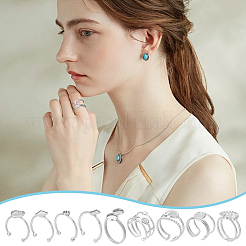 9Pcs 9 Styles 201 & 304 Stainless Steel Open Cuff Ring Findings&nbsp;STAS-WR0001-32