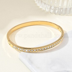 304 Stainless Steel & Rhinestone Hinged Bangles for Women&nbsp;BJEW-Z178-09G