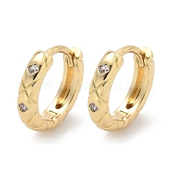 Square Brass Micro Pave Clear Cubic Zirconia Hoop Earrings&nbsp;EJEW-Z102-38G