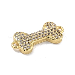 Rack Plating Brass Micro Pave Clear Cubic Zirconia Bone Connector Charms&nbsp;KK-A234-059G