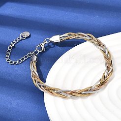 304 Stainless Steel Interlocking Herringbone Chain Bracelet for Women&nbsp;BJEW-K240-08A-M