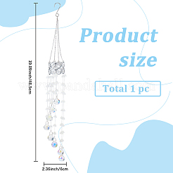 Flower Round Glass Beads Tassel Hanging Suncatchers for Window Garden Outdoor Decoration&nbsp;HJEW-WH20020-007D