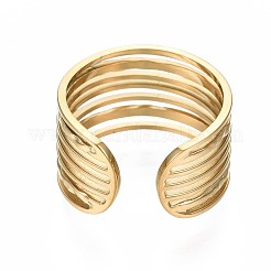 304 Stainless Steel Multi-string Open Cuff Ring&nbsp;RJEW-T023-33G