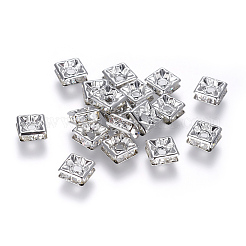 Brass Rhinestone Spacer Beads&nbsp;RB-A013-6x6-01P-NF