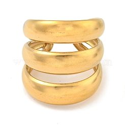 Ion Plating(IP) 304 Stainless Steel Three Layers Wide Open Cuff Ring for Women&nbsp;RJEW-A043-22G