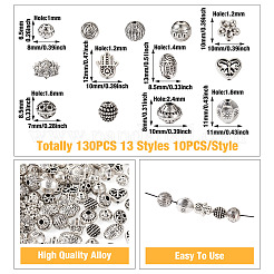120Pcs 12 Styles Tibetan Style Alloy Beads&nbsp;FIND-TA0002-75