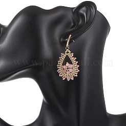 Teardeop Glass Beaded & Dyed Natural Malaysia Jade Dangle Stud Earrings&nbsp;EJEW-MZ00707-01