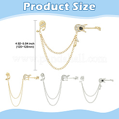 4Pcs 4 Styles Alloy Rhinestone Hanging Chain Brooch&nbsp;JEWB-CJ0003-55