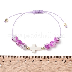 Adjustable Glass & Synthetic Turquoise & Non-magnetic Hematite Beads Braided Beaded Bracelets for Women&nbsp;BJEW-JB13579