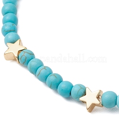Dyed Synthetic Turquoise Beads Stretch Bracelets for Women Men&nbsp;BJEW-JB11311-03