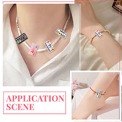 16Pcs 4 Styles Rectangle with Word Food Grade Silicone Focal Beads&nbsp;SIL-CA0004-44
