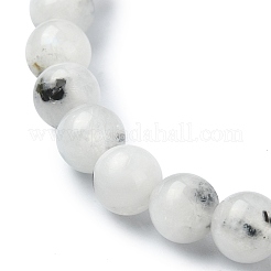 Natural Rainbow Moonstone Round Beaded Stretch Bracelet&nbsp;BJEW-TA00343