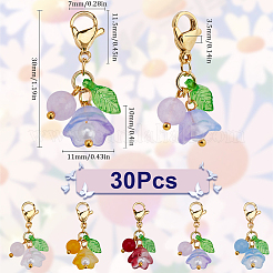 30Pcs Flower Glass & Natural & Dyed Malaysia Jade Locking Stitch Marker&nbsp;HJEW-SC0001-77