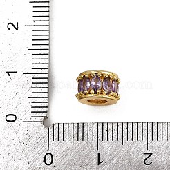 Column Rack Plating Brass Cubic Zirconia European Beads&nbsp;KK-L236-09G