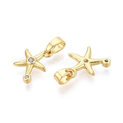 Brass Micro Pave Clear Cubic Zirconia Pendants&nbsp;KK-T080-78G