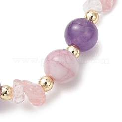 Cherry Quartz Glass & Natural Quartz & Natural Amethyst Stretch Bracelets for Women&nbsp;BJEW-JB13190