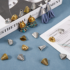 48Pcs 6 Styles Tibetan Style Alloy Beads Cones & Caps&nbsp;FIND-SP0001-61