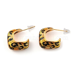 Leopard Print Brass Enamel Stud Earrings for Women&nbsp;EJEW-U055-12A-G