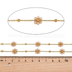 Glass & 304 Stainless Steel Cable Chain Beaded Chains&nbsp;SA-CBAD321-03G