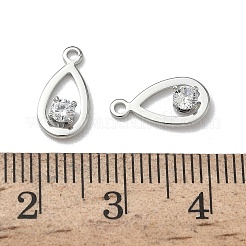 Brass Micro Pave Cubic Zirconia Teardrop Charms&nbsp;KK-Z136-02P