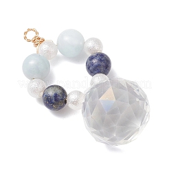 3Pcs 3 Styles Round Natural Amethyst & Dyed Quartz & Rose Quartz & Green Aventurine & Lapis Lazuli & Citrine Round Beaded Big Pendants&nbsp;PALLOY-JF04720