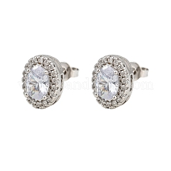 Brass Micro Pave Clear Cubic Zirconia Stud Earrings&nbsp;LS-EJEW-Z128-01P-03